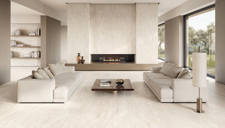Dual Travertine | Emilceramica Porcelain Stoneware Emil Dualtravertine Stone,brick Living-room White Poro Aperto,white Poro Chiuso,white Roma Magna | Emilceramica