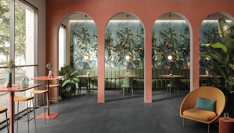 Pigmento | Emilceramica Porcelain Stoneware Ergon Pigmento Concrete,resin Restaurant Antracite ,amaranto | Emilceramica