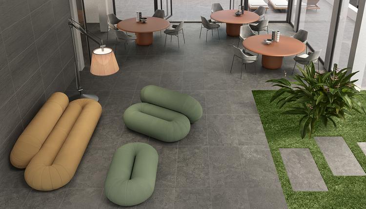 Portland Stone | Emilceramica Porcelain Stoneware Ergon Portland Stone Stone Restaurant Anthracite Vein Cut,anthracite Cross Cut | Emilceramica