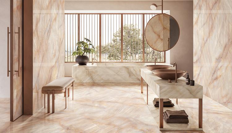 Tele di Marmo Crystal | Emilceramica Porcelain Stoneware Emil Tele Di Marmo Crystal Marble Bathroom Extra Ivory Extra,extra Pink Extra | Emilceramica
