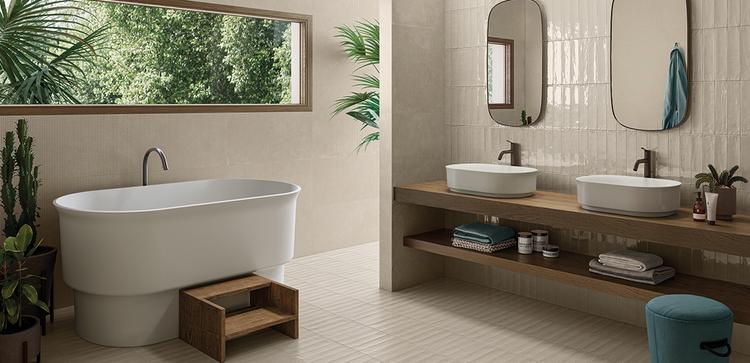 Totalook | Emilceramica Porcelain Stoneware Emil Totalook Brick Bathroom Sabbia Majolica Lux,sabbia Majolica Matt | Emilceramica
