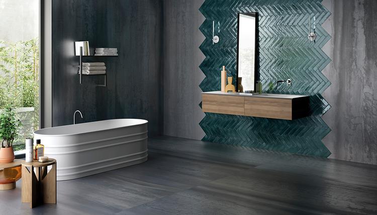 Metallica | Emilceramica Porcelain Stoneware Viva Metallica Metal,brick Bathroom Calamine | Emilceramica